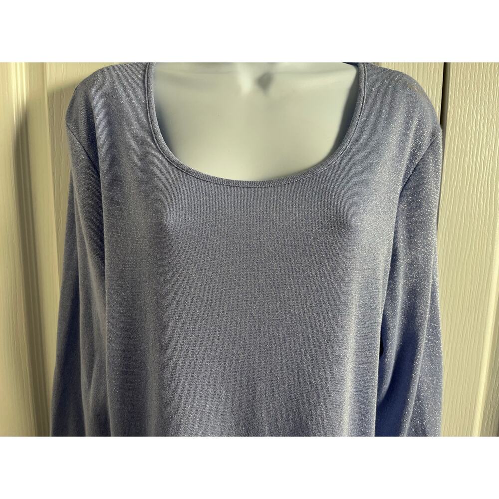 Chico’s Shimmering Blue Long Sleeve Top Women’s Size 2 NWT - Picture 4 of 11